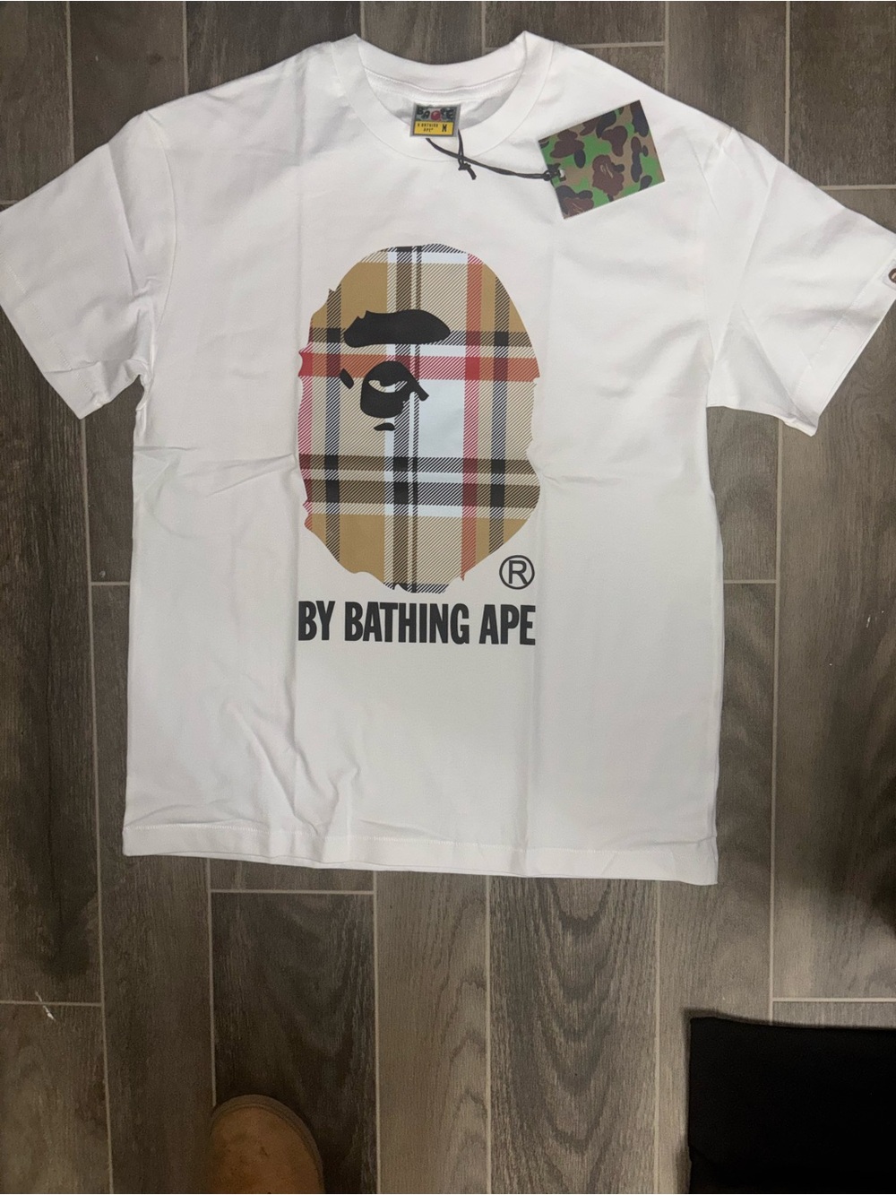 Bape White Tee X burberry tshirt